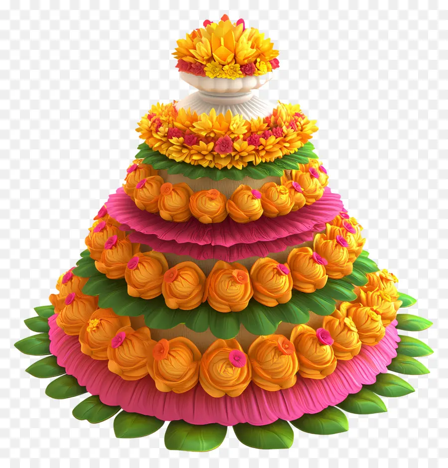 Batukamma，Decoração Em Camadas De Pétalas PNG