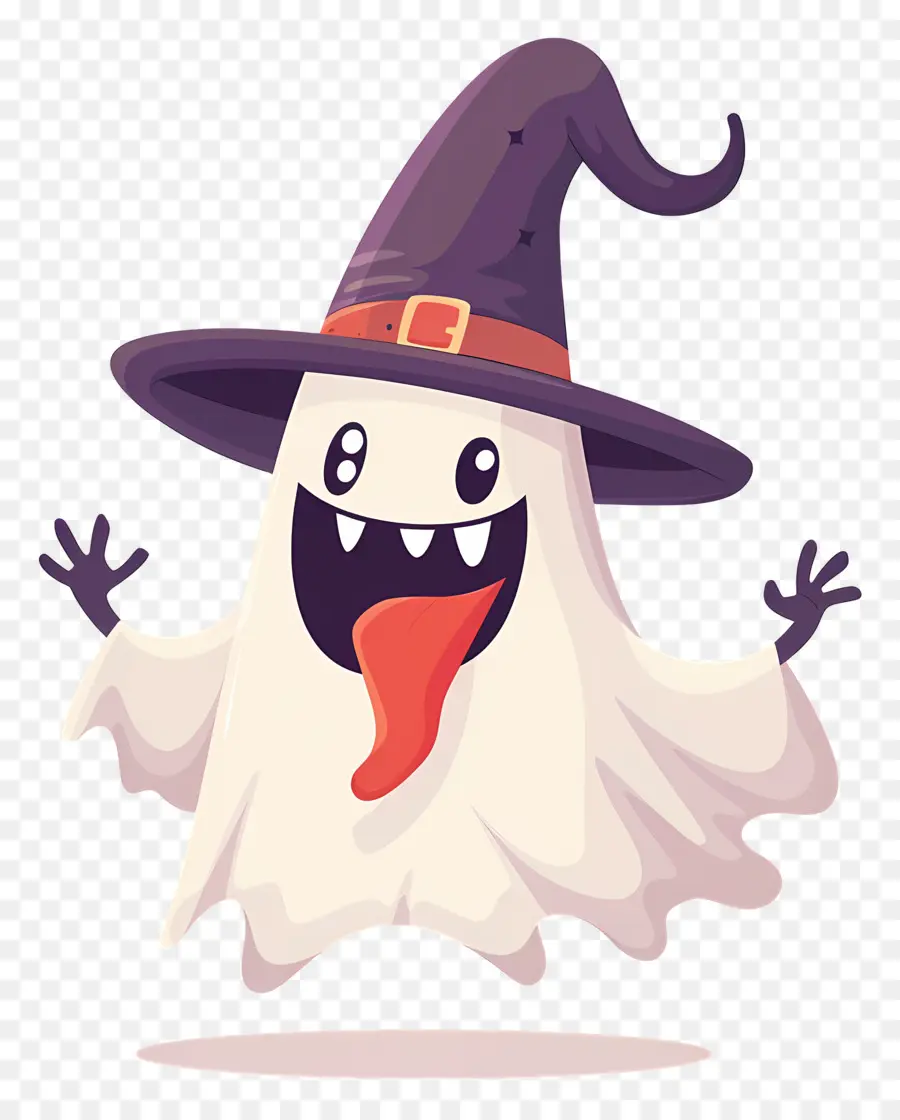 Fantasma De Desenho Animado，Fantasma Com Chapéu De Bruxa PNG