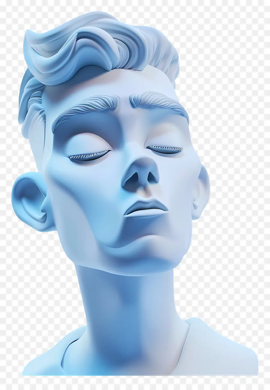 Cara De Homem，Escultura Azul PNG