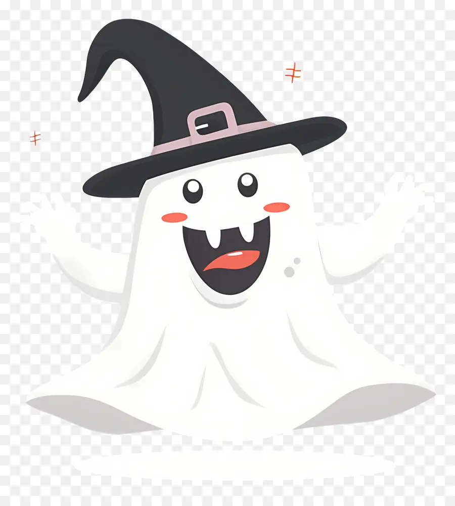 Fantasma De Desenho Animado，Fantasma Com Chapéu De Bruxa PNG