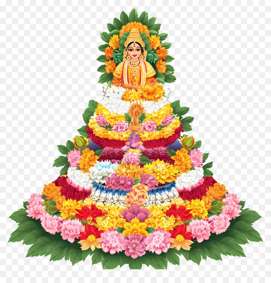 Batukamma，Decoração Floral Deusa PNG