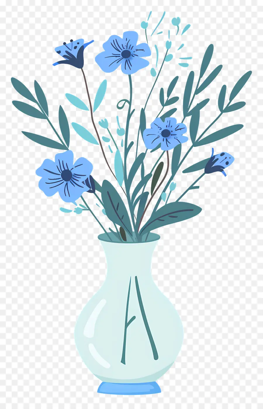 Flores Em Vaso，Flores Azuis Em Vaso PNG