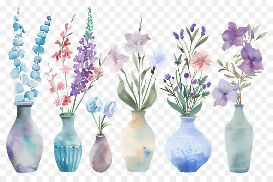 Flores Em Vaso，Vasos De Flores Coloridos PNG