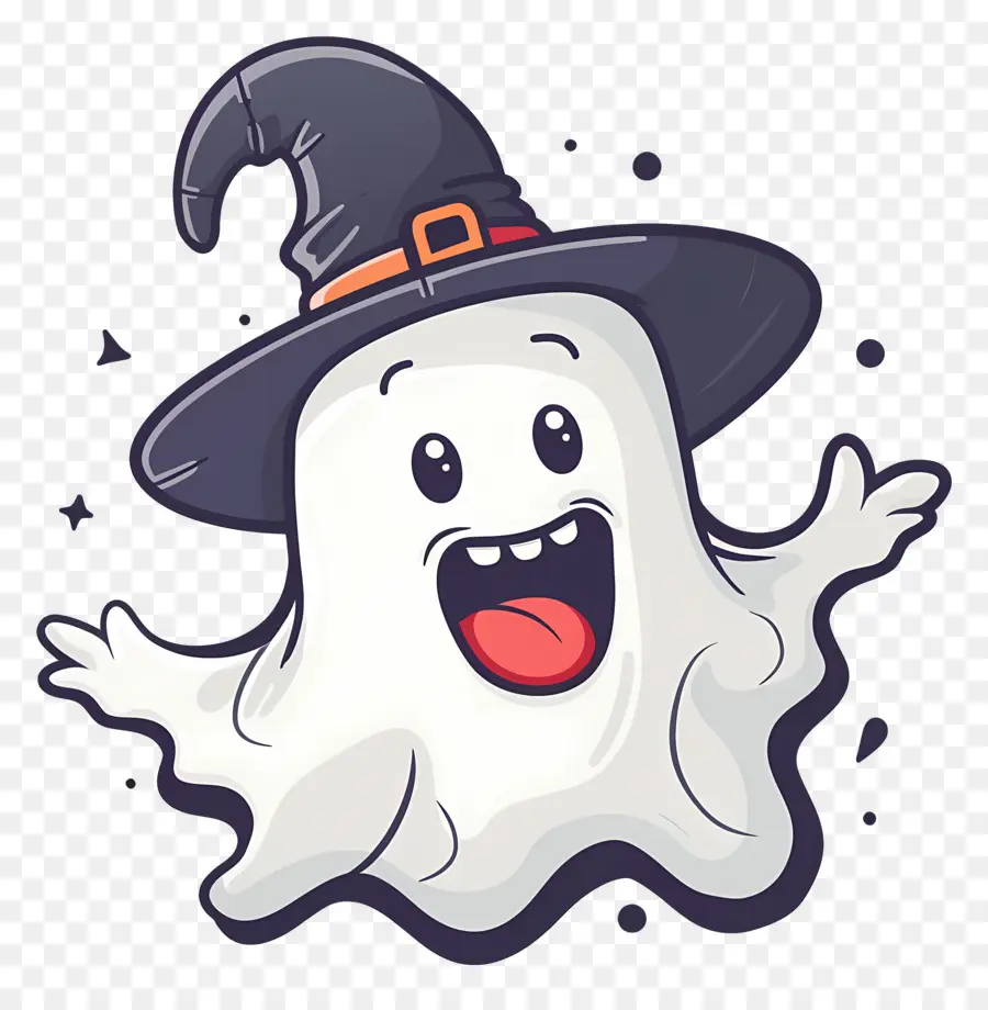 Fantasma De Desenho Animado，Fantasma Com Chapéu PNG