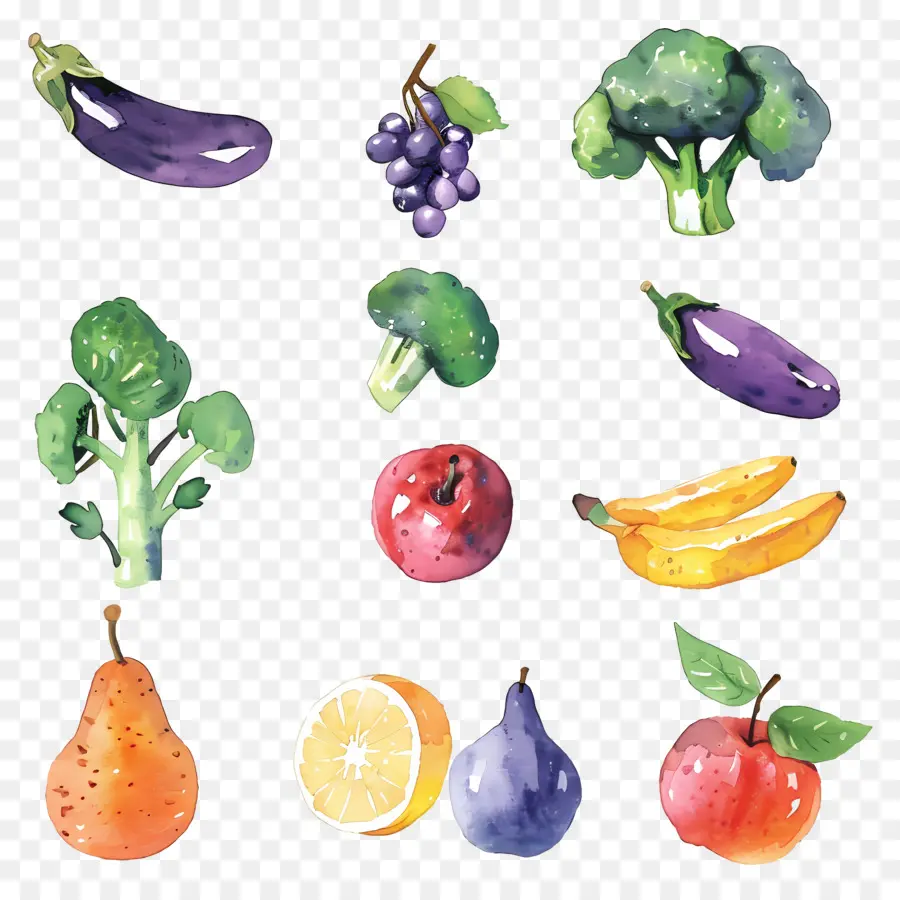 Legumes E Frutas，Frutas E Legumes Em Aquarela PNG