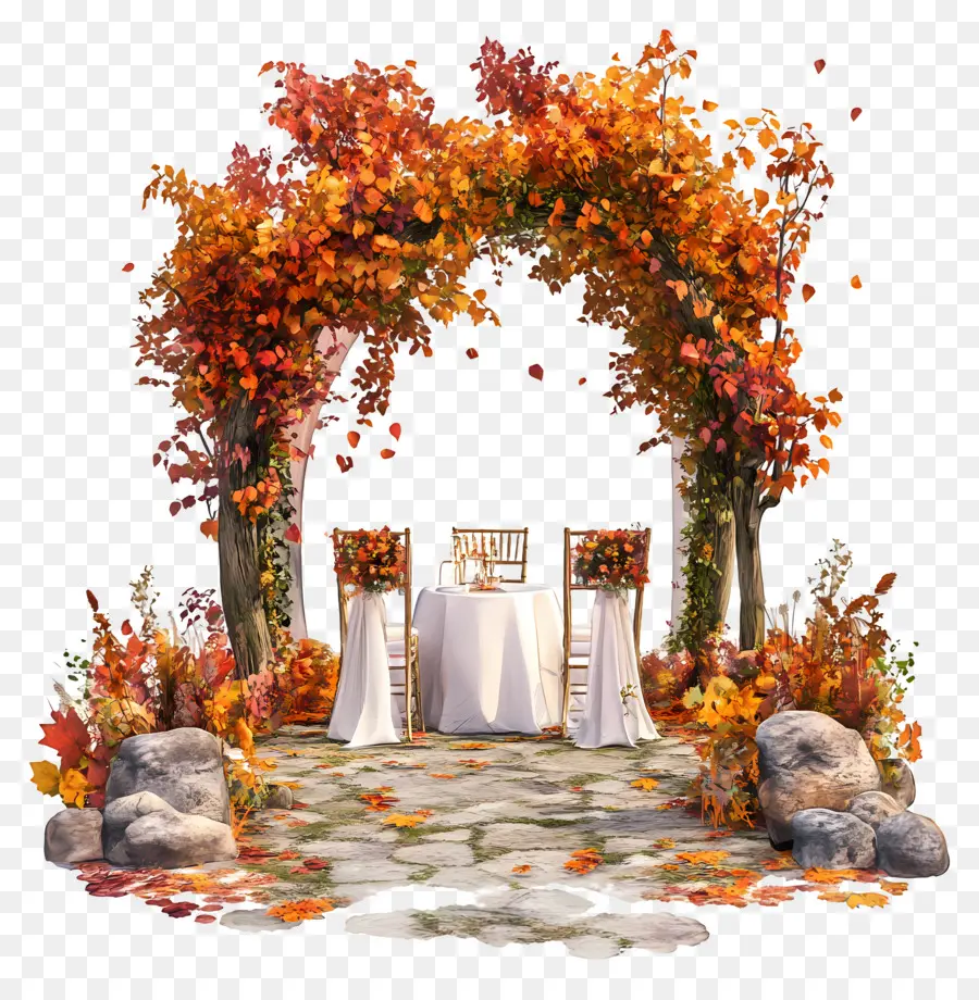 Casamento Ao Ar Livre No Outono，Arco De Casamento No Outono PNG