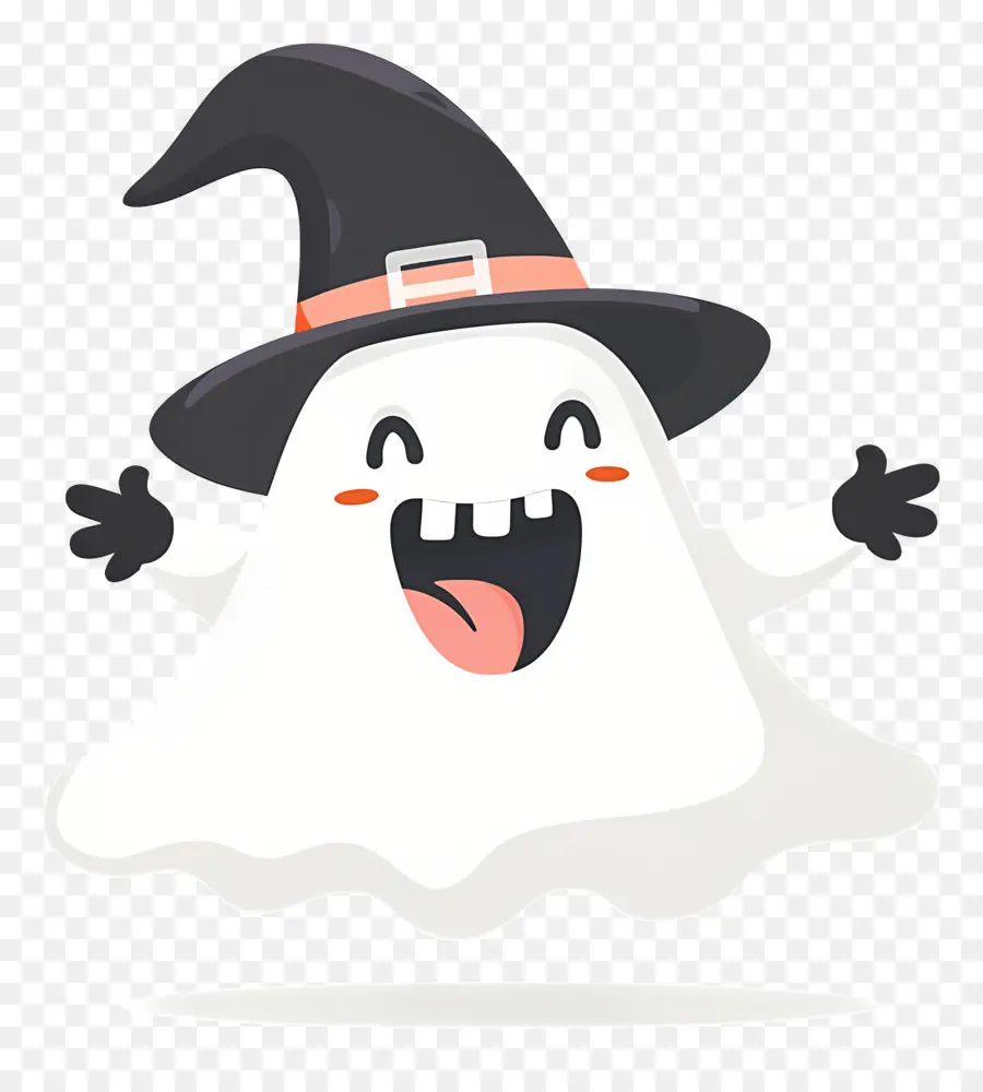 Fantasma De Desenho Animado，Fantasma Com Chapéu De Bruxa PNG