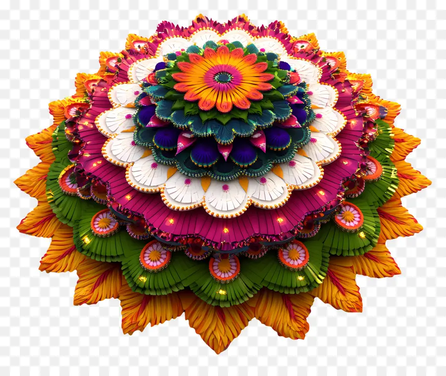 Batukamma，Rangoli Floral Colorido PNG