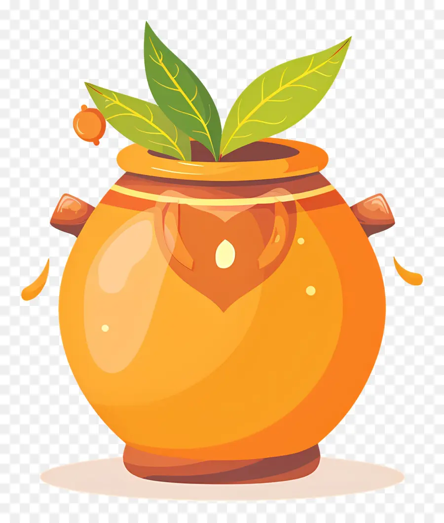 Pote Indiano，Vaso Laranja Com Planta PNG