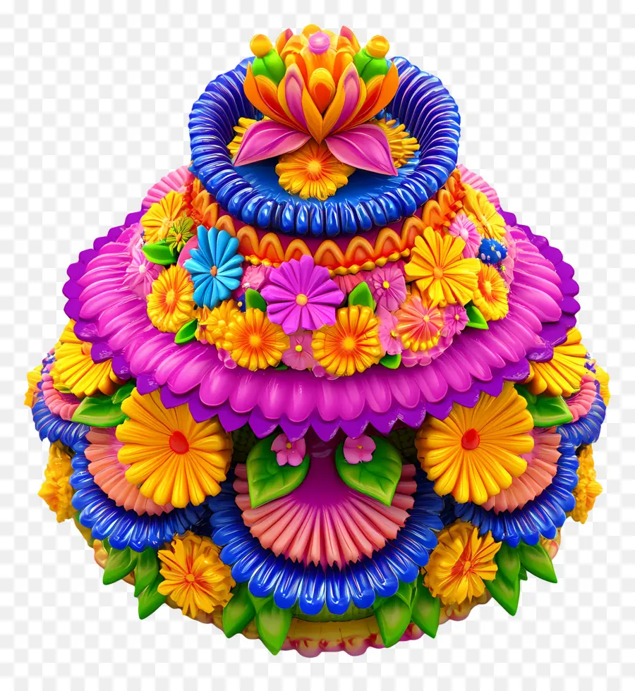 Batukamma，Pilha De Flores Vibrantes PNG