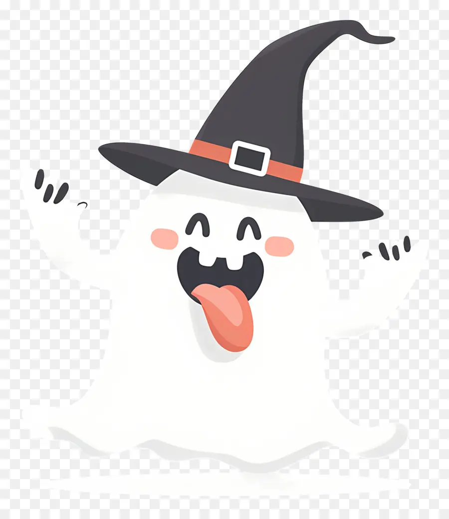 Fantasma De Desenho Animado，Fantasma Com Chapéu De Bruxa PNG