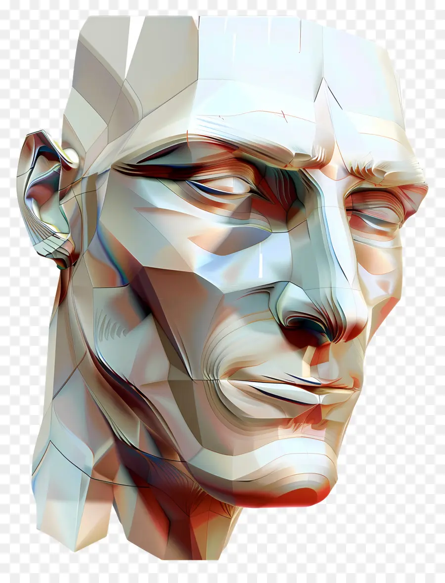 Cara De Homem，Escultura Facial Geométrica PNG