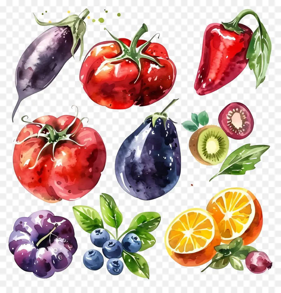 Legumes E Frutas，Frutas E Legumes Em Aquarela PNG