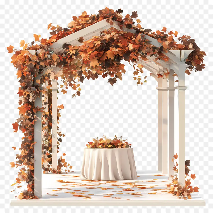 Casamento Ao Ar Livre No Outono，Arco De Outono Com Mesa PNG