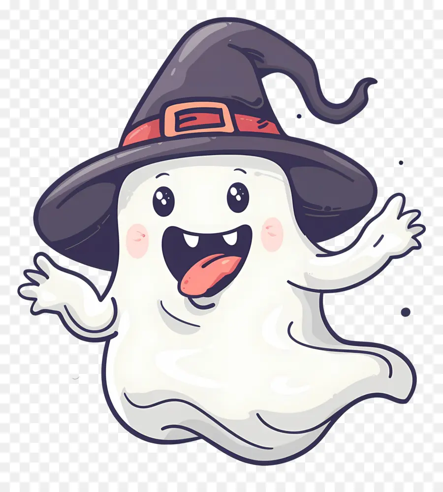 Fantasma De Desenho Animado，Fantasma Com Chapéu PNG