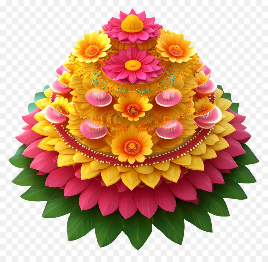 Batukamma，Arranjo De Flores Coloridas PNG