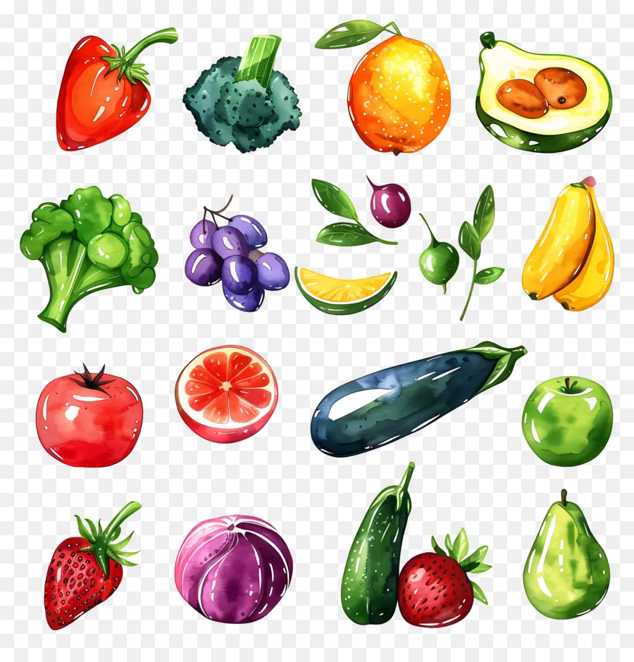 Legumes E Frutas，Frutas E Legumes Em Aquarela PNG