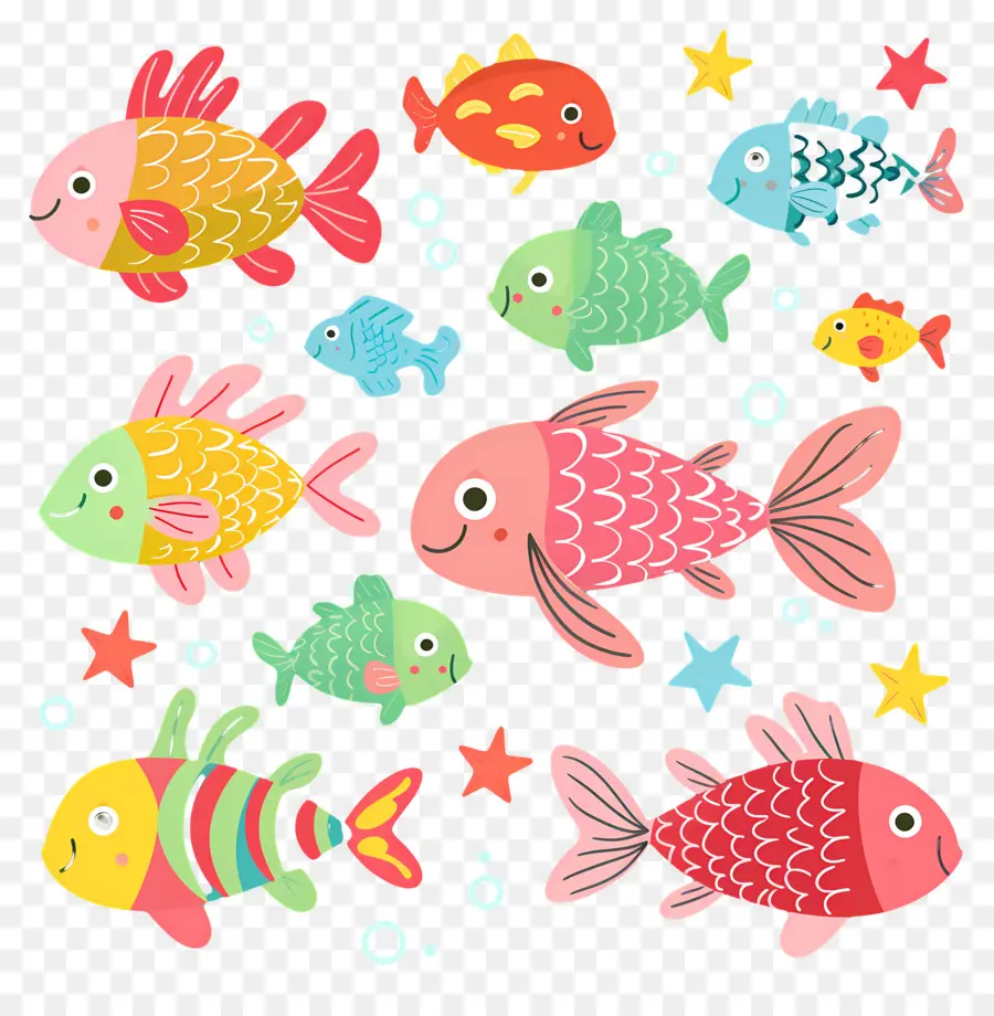 Desenho De Peixe，Doodles De Peixes Coloridos PNG