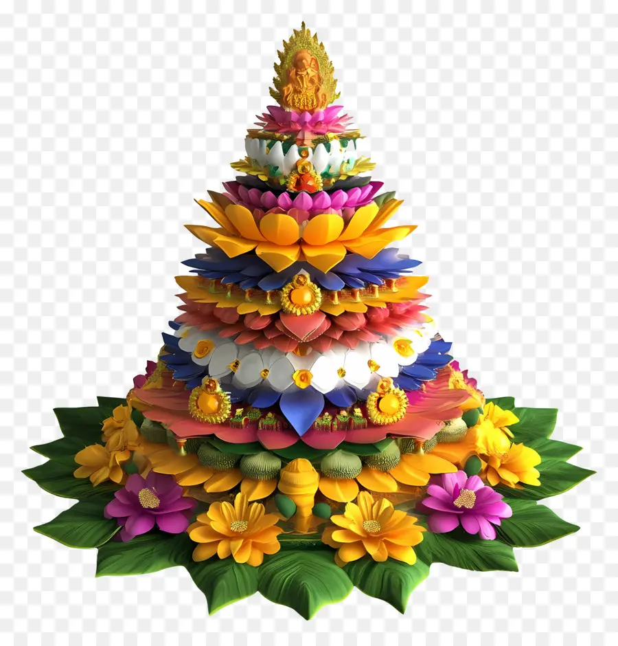 Batukamma，Pirâmide De Flores Intrincada PNG