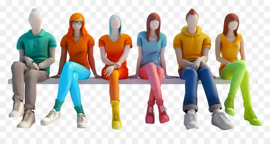 Pessoas Sentadas，Pessoas Coloridas PNG