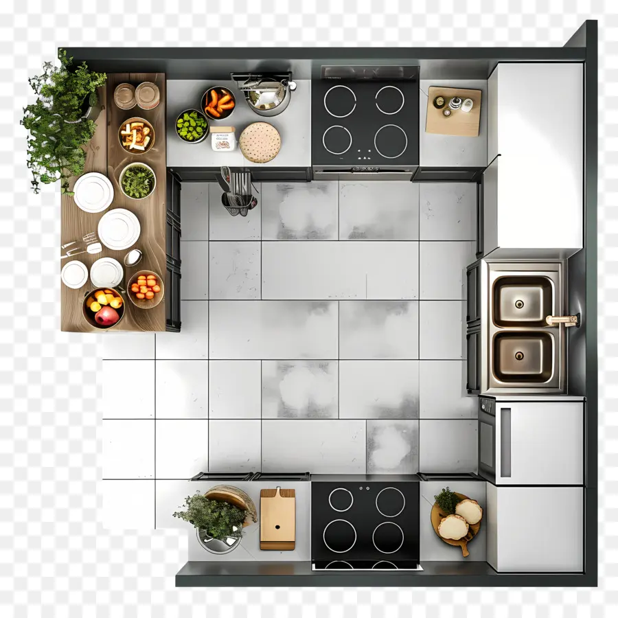 Vista Superior Da Cozinha，Layout Da Cozinha PNG