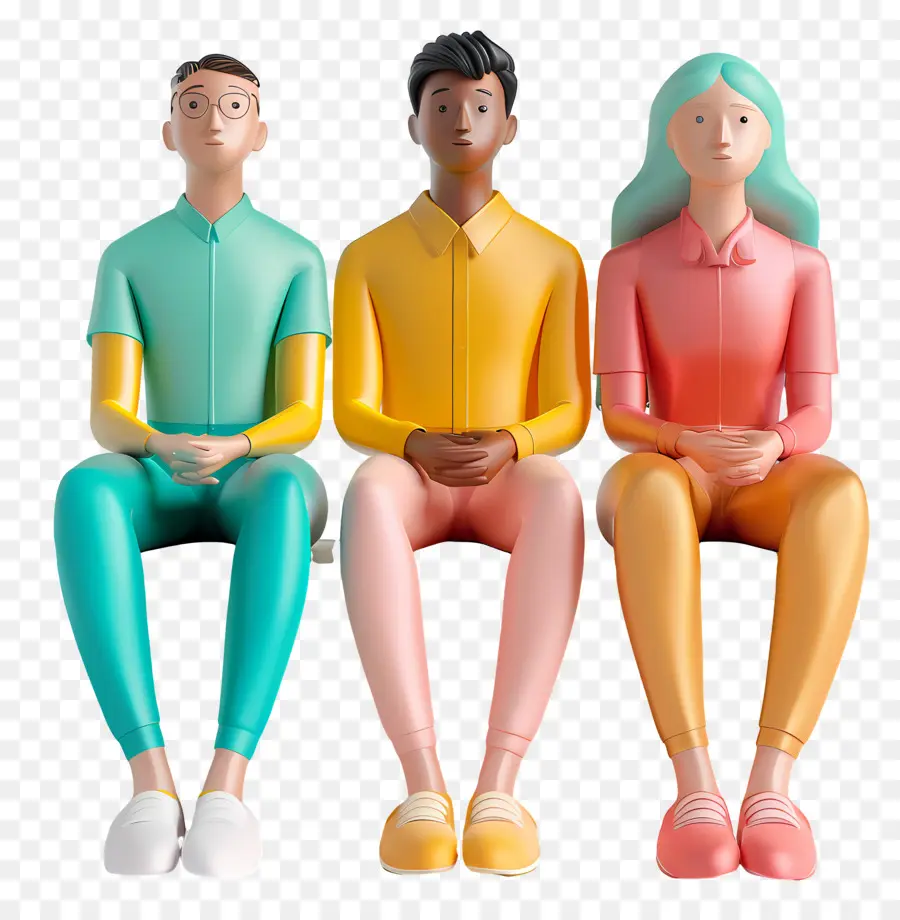 Pessoas Sentadas，Três Figuras Sentadas PNG