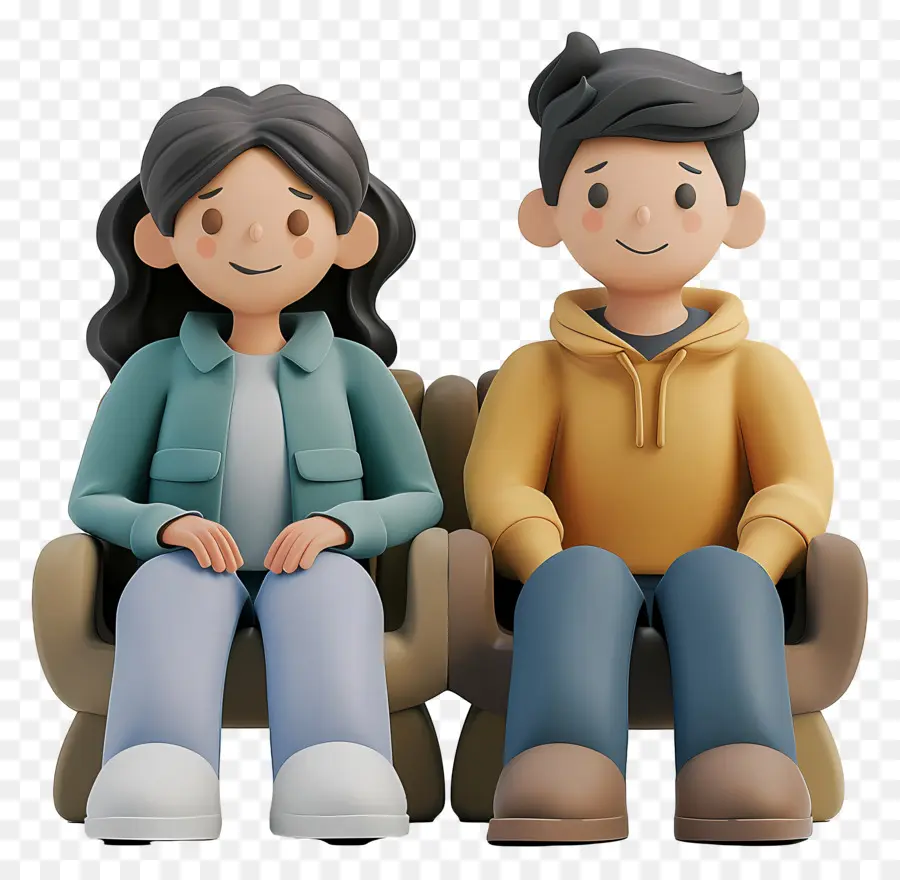 Pessoas Sentadas，Casal De Desenhos Animados PNG