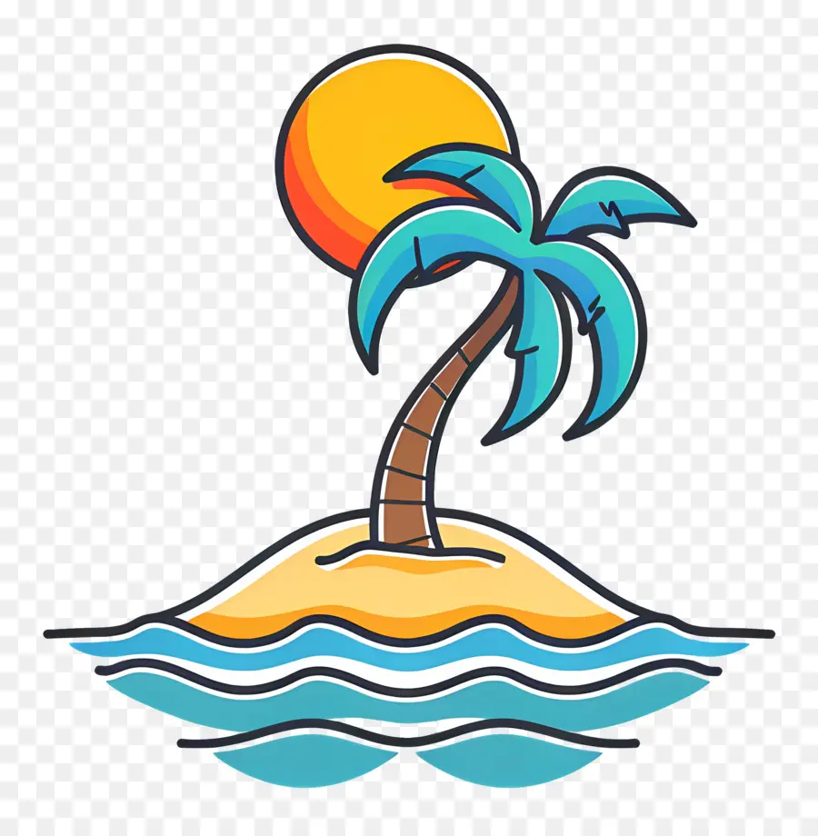 Logotipo Da Praia，Ilha Com Palmeira PNG