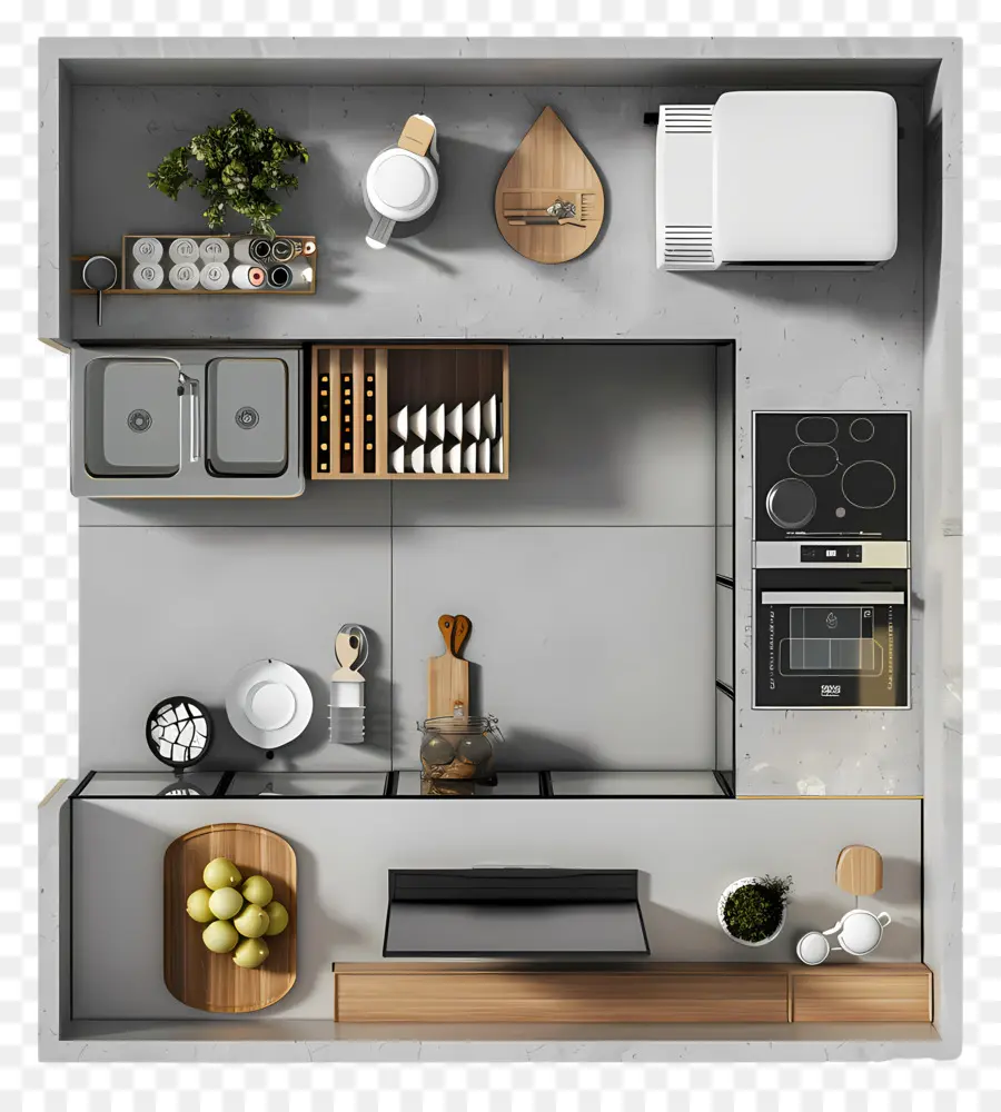 Vista Superior Da Cozinha，Layout De Cozinha Moderna PNG