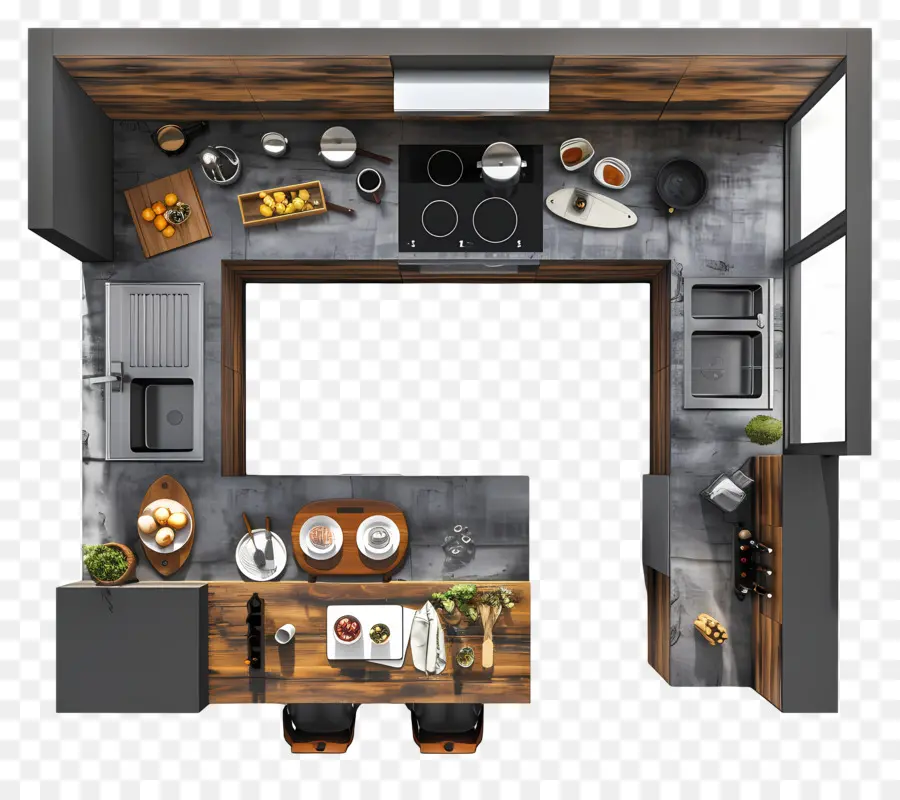 Vista Superior Da Cozinha，Layout Da Cozinha PNG