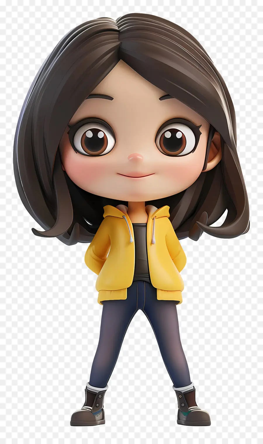 Garota Chibi，Garota De Jaqueta Amarela PNG