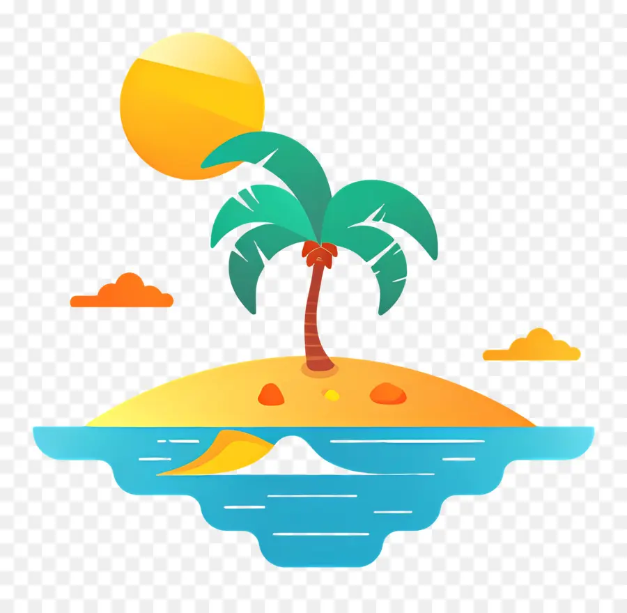 Logotipo Da Praia，Ilha Com Palmeira PNG