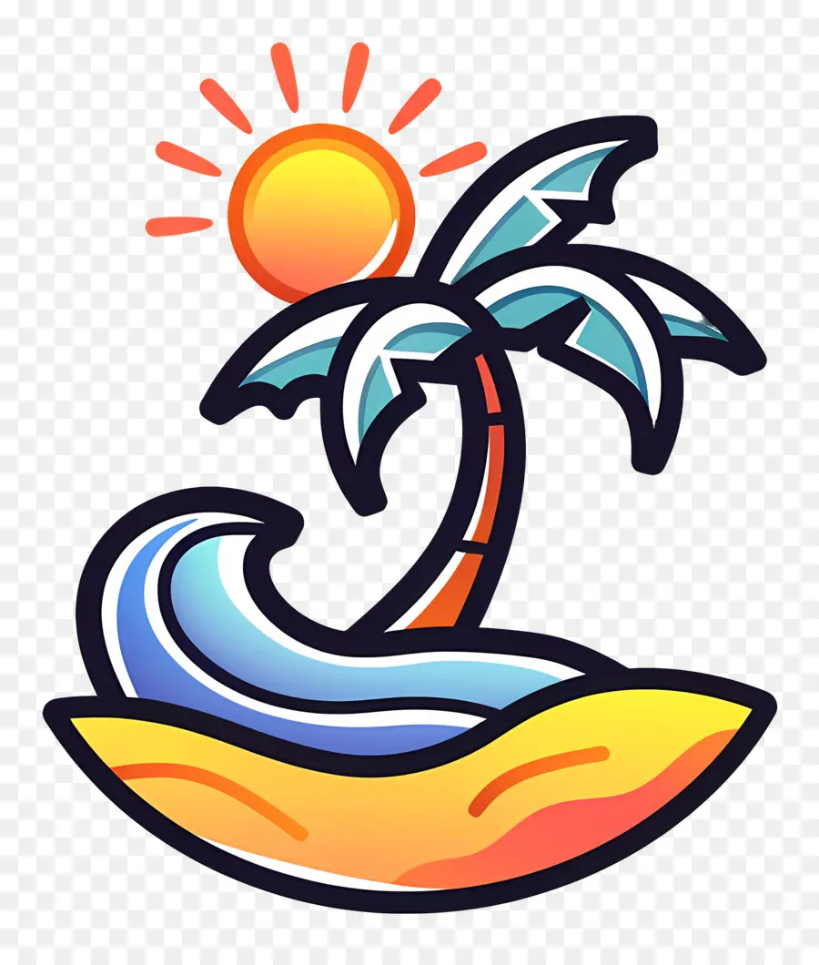 Logotipo Da Praia，Palmeira E Sol PNG