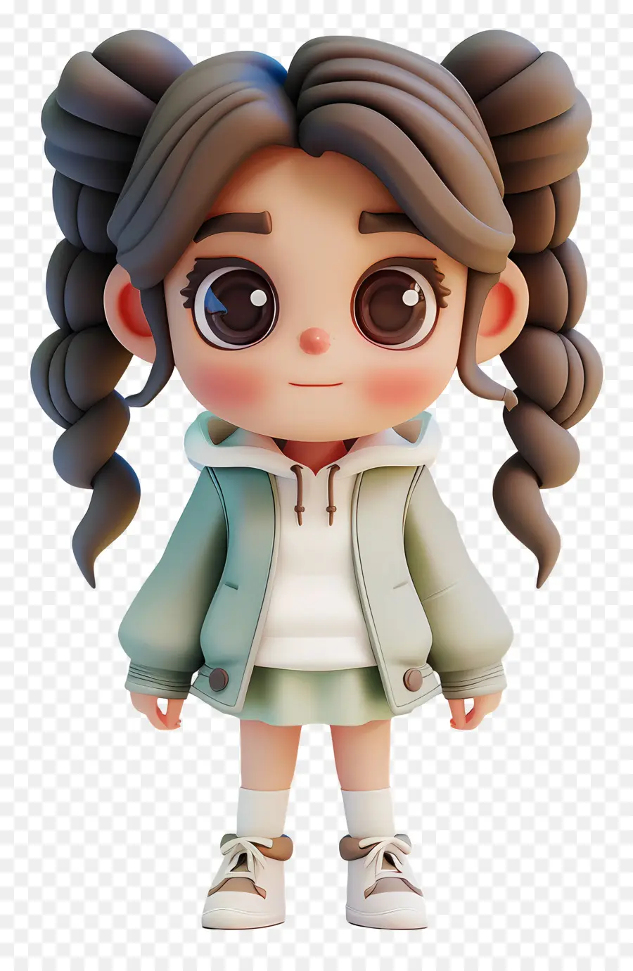 Garota Chibi，Menina Com Tranças PNG