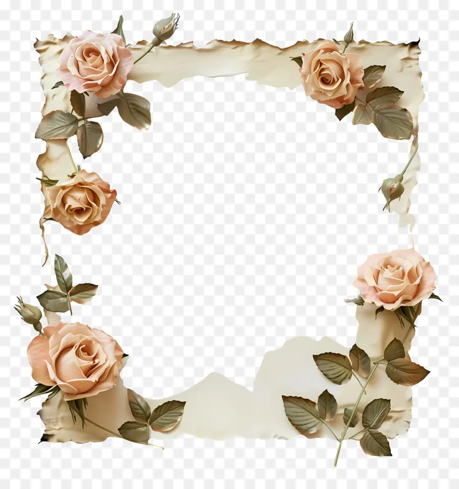 Borda De Rosas，Moldura Floral PNG