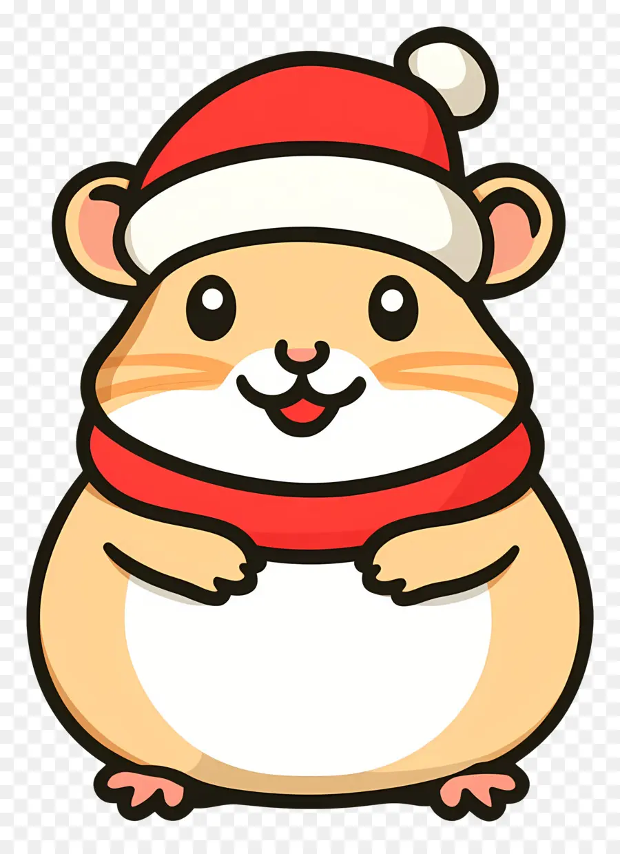 Hamster De Natal，Hamster De Desenho Animado Com Chapéu De Papai Noel PNG