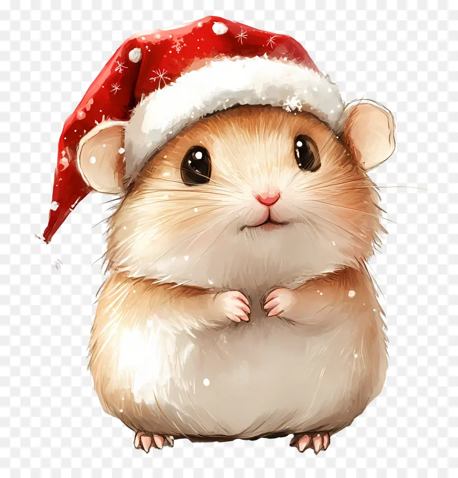 Hamster De Natal，Hamster Com Chapéu De Papai Noel PNG