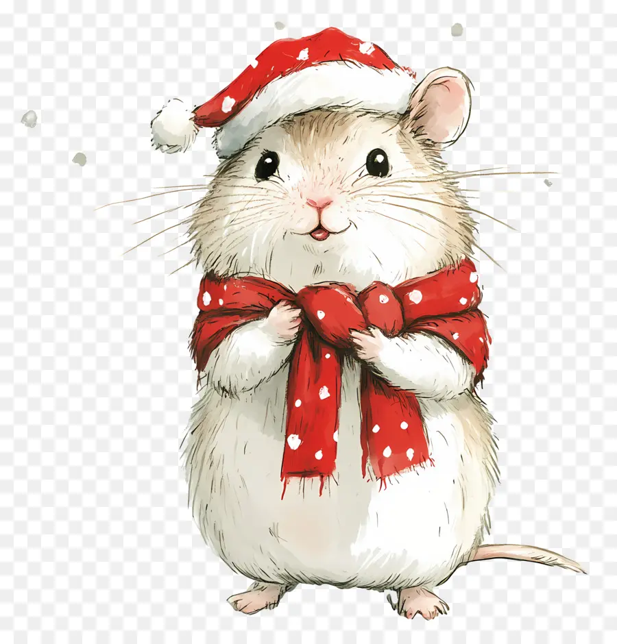 Hamster De Natal，Hamster Com Lenço Vermelho PNG