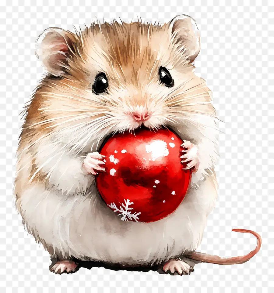 Hamster De Natal，Hamster Fofo Com Enfeite Vermelho PNG