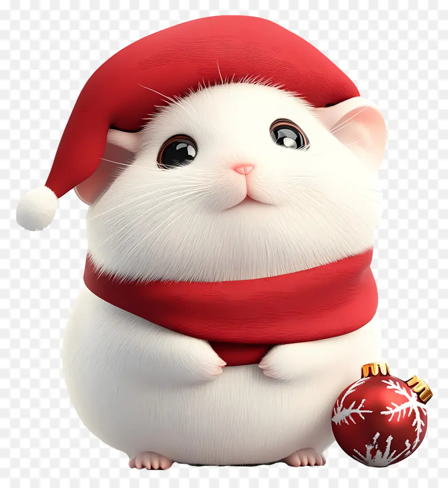 Hamster De Natal，Hamster Branco Com Chapéu De Papai Noel PNG