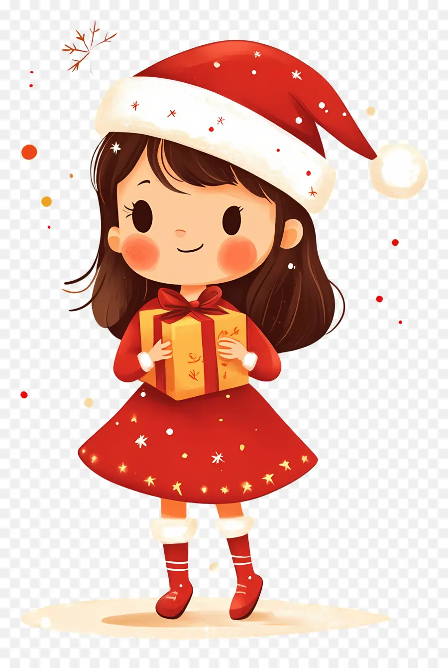 Natal Feminino，Menina Com Chapéu De Papai Noel PNG