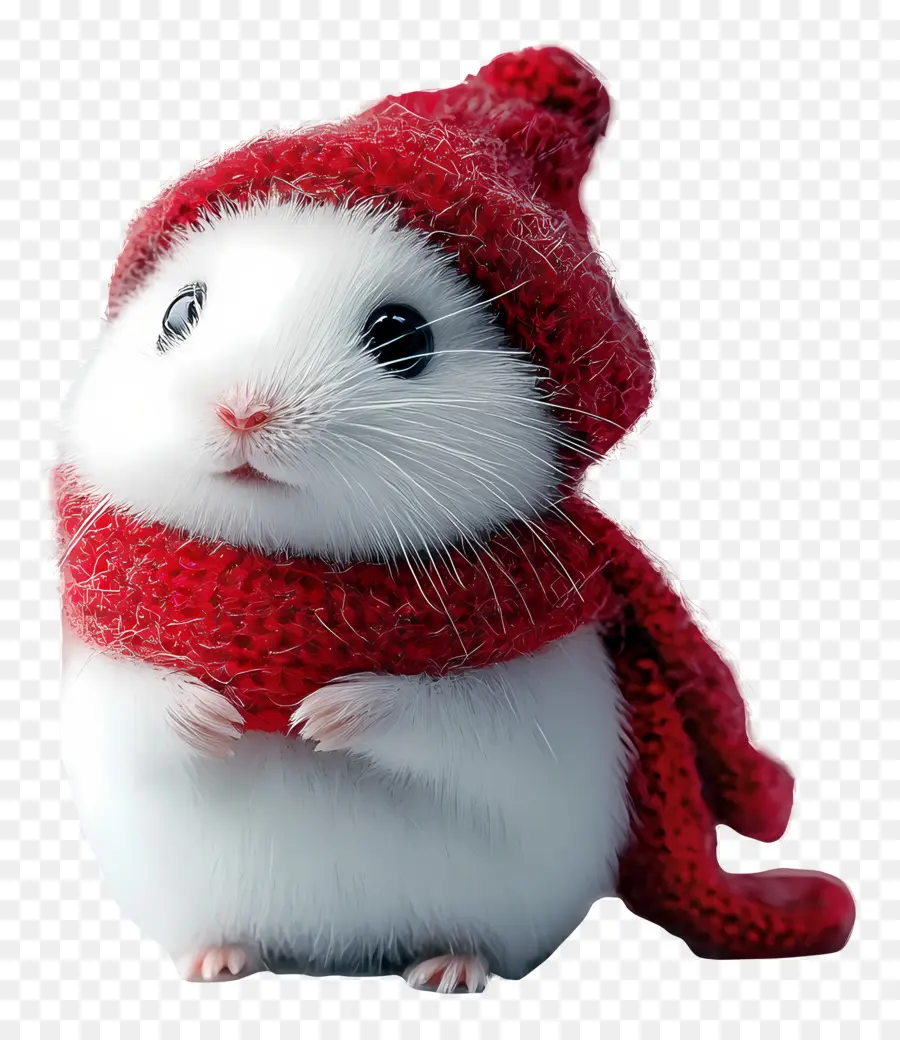 Hamster De Natal，Hamster Branco Com Lenço Vermelho PNG