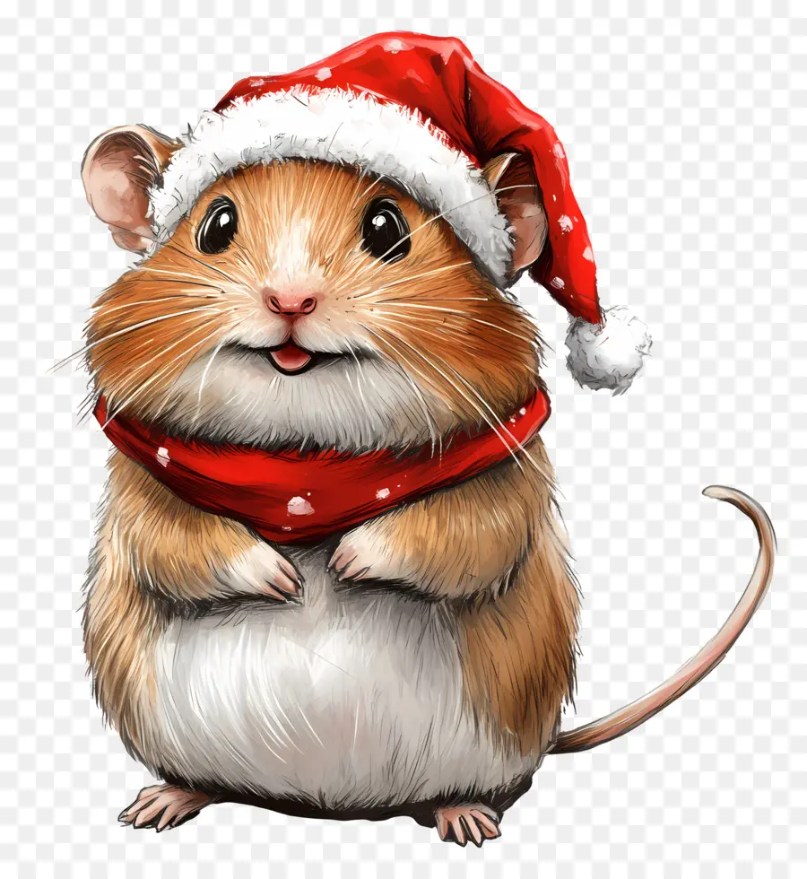 Hamster De Natal，Hamster Com Chapéu De Papai Noel PNG