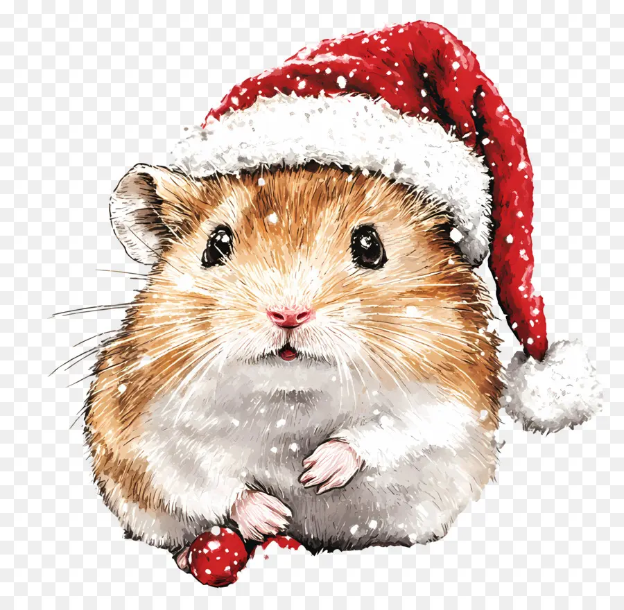 Hamster De Natal，Hamster Com Chapéu De Papai Noel PNG