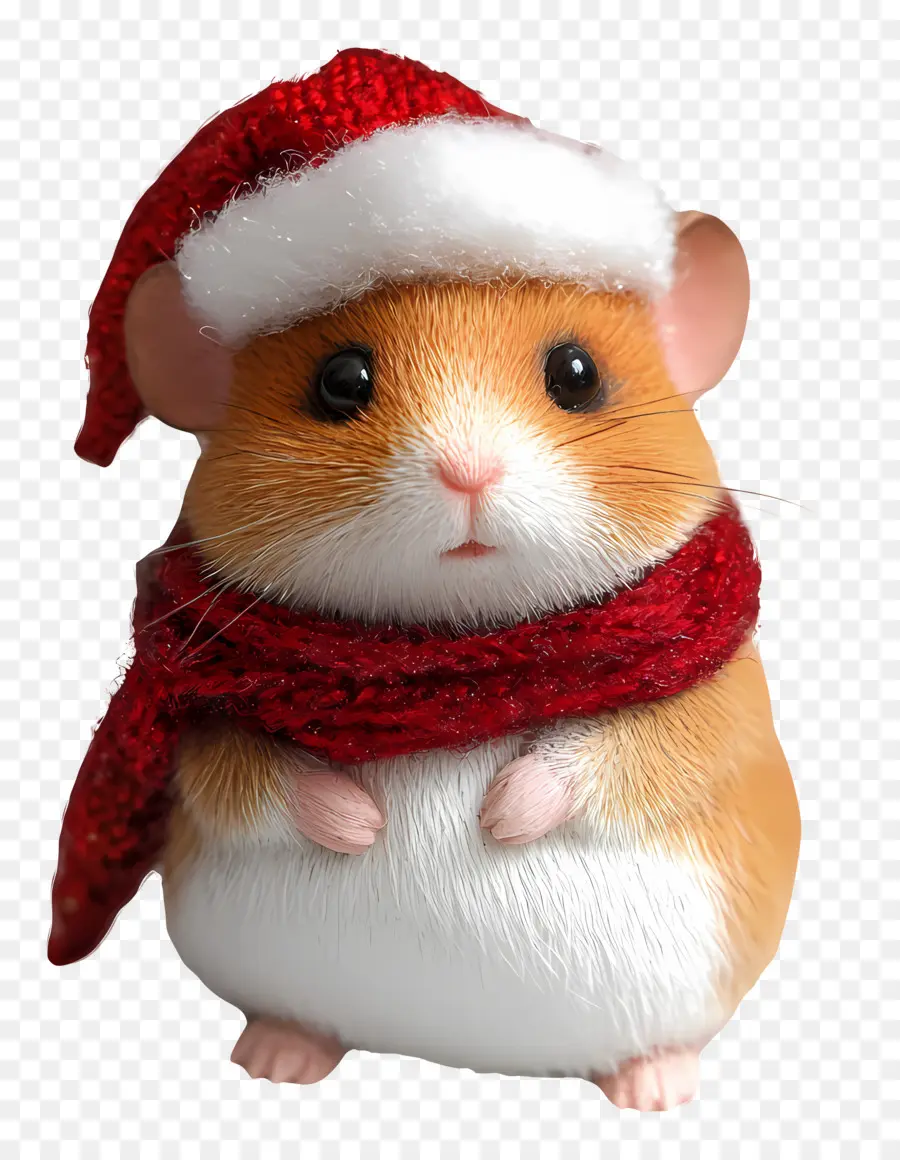 Hamster De Natal，Hamster Realista Com Chapéu De Papai Noel PNG