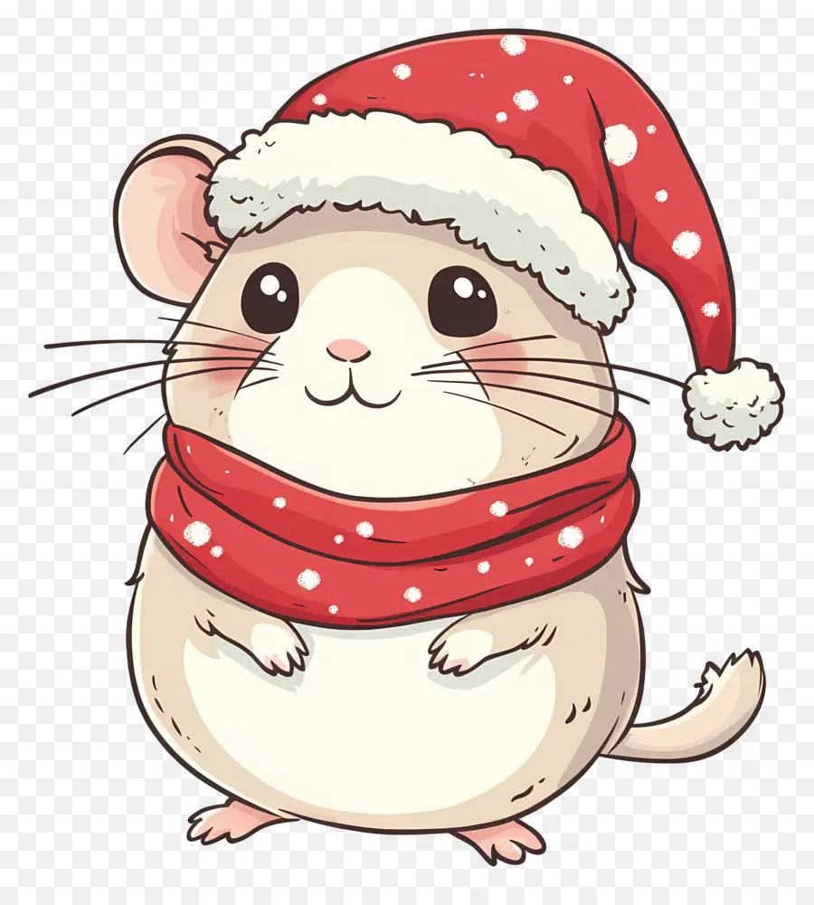 Hamster De Natal，Hamster De Desenho Animado Com Chapéu De Papai Noel PNG