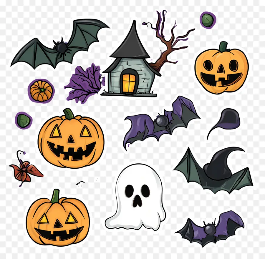 Elementos Do Dia Das Bruxas，Ícones De Halloween PNG