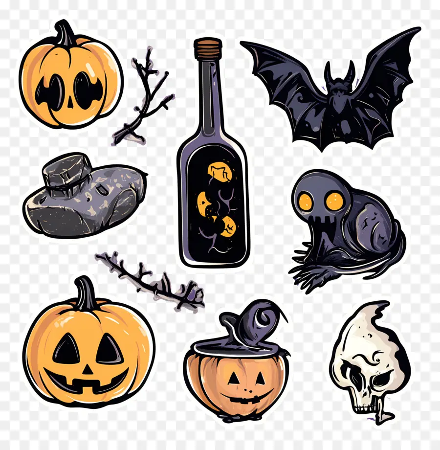 Elementos Do Dia Das Bruxas，Doodles De Halloween PNG