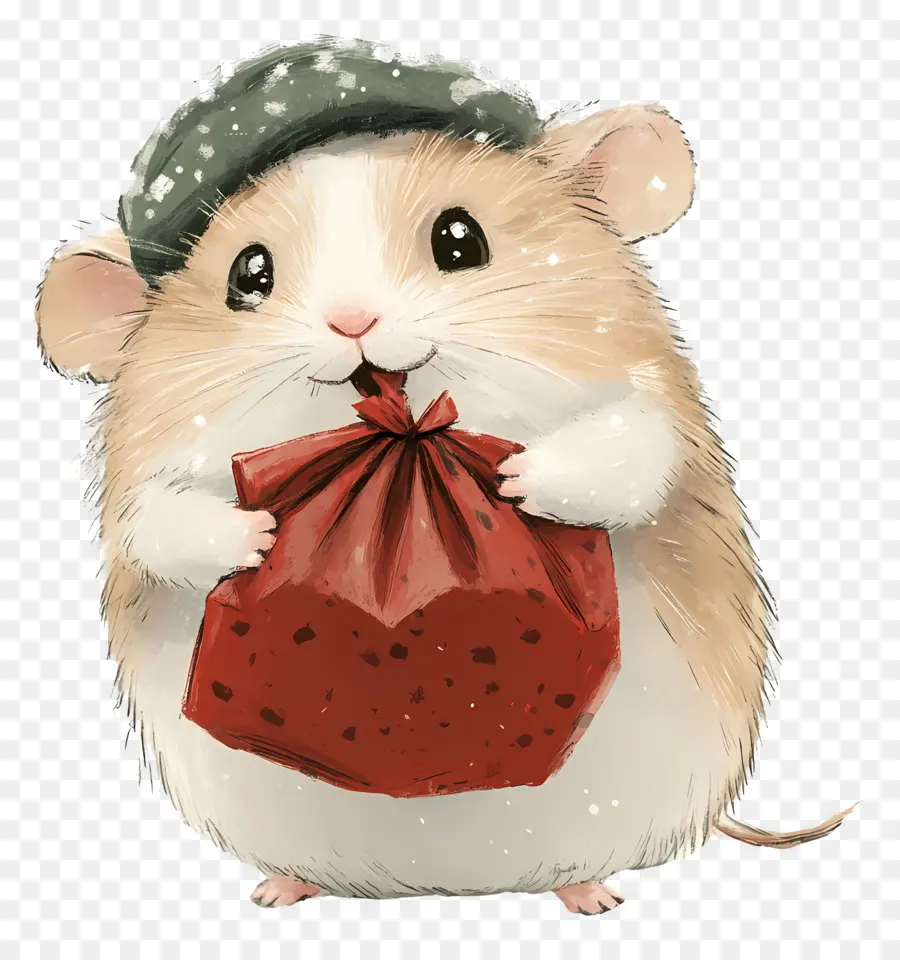 Hamster De Natal，Hamster Com Bolsa Vermelha PNG