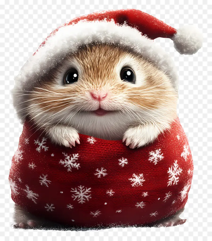 Hamster De Natal，Hamster Com Chapéu De Papai Noel PNG